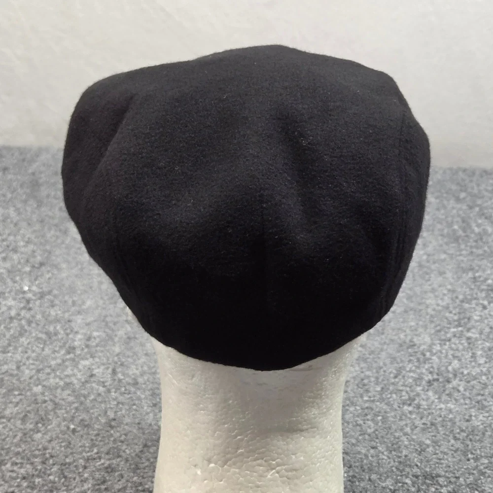 Italian Newsboy Hat 100% Cashmere Mens 7 3/8 Black Flat Cap Driver Hat Old Money